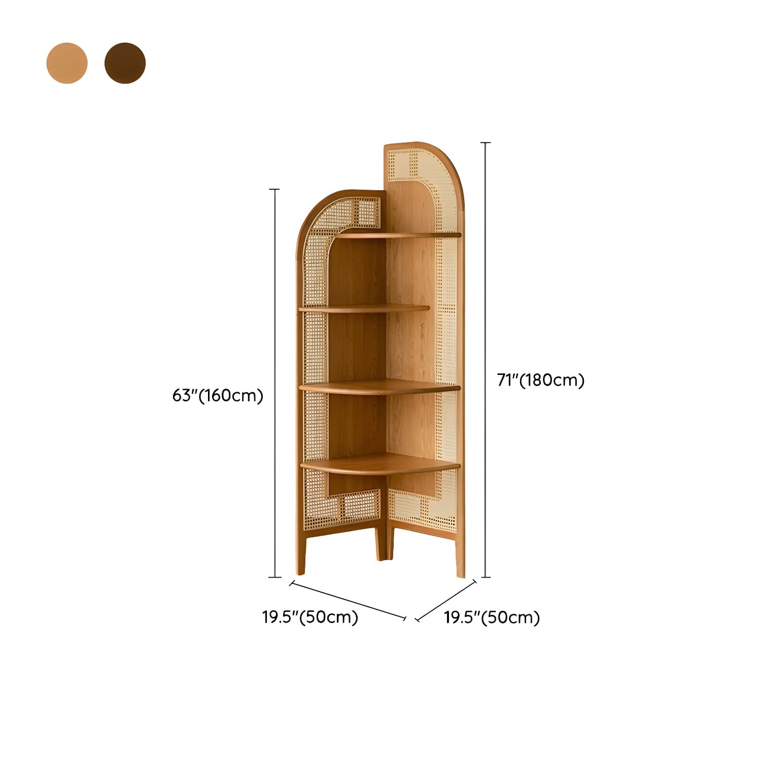 Corner Scandinavian Accent Chest with Wood Countertop and 4 Shelves, Ash Wood Species, Straight Legs - image 14
