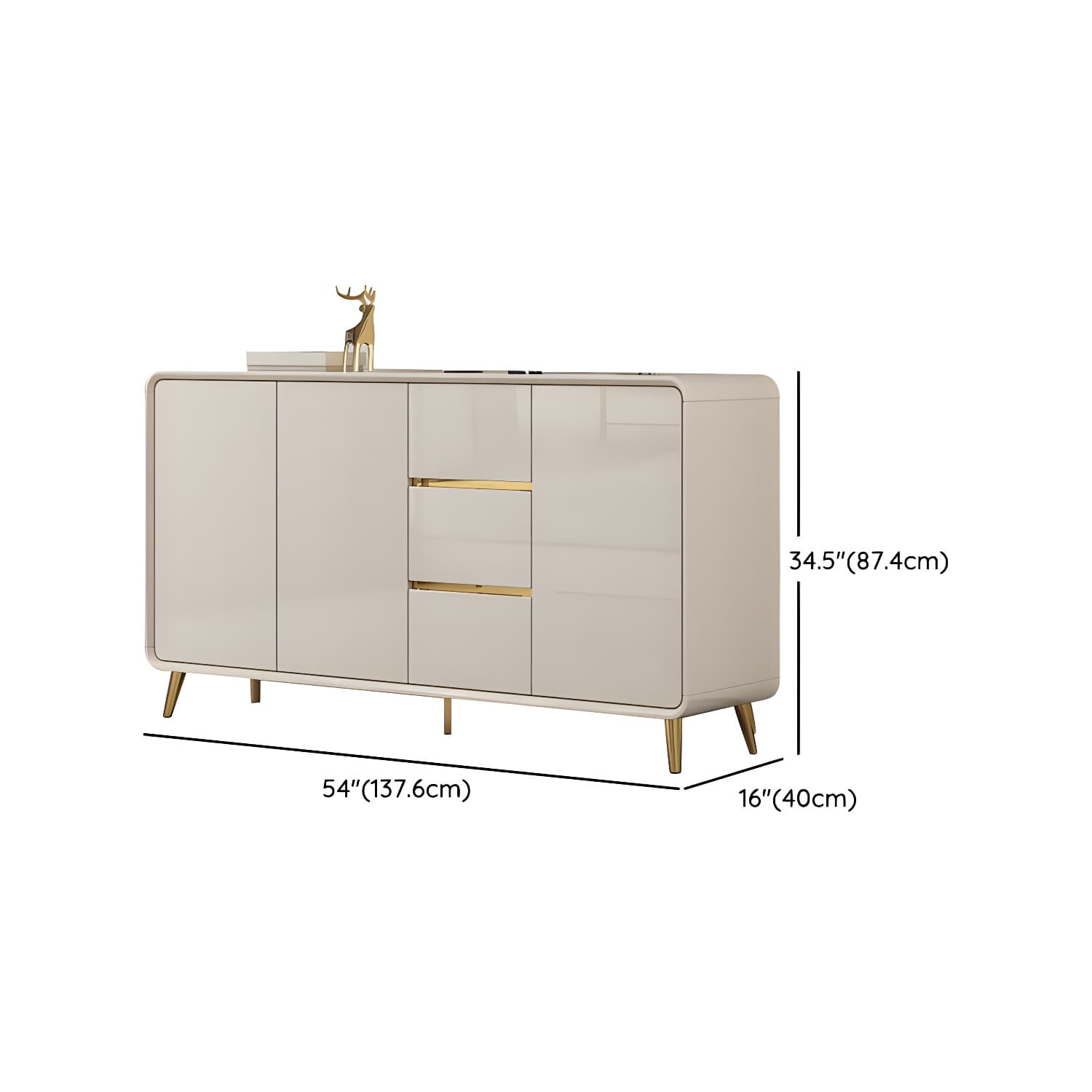 White Glam Sideboard Credenza with Adjustable Shelving and 3 Drawers - image 21