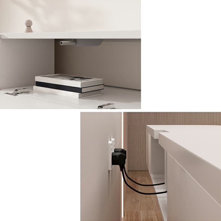 Elegant Rubberwood TV Stand with Floating Mount, Cable Management, and Soft Close Drawers - image 11