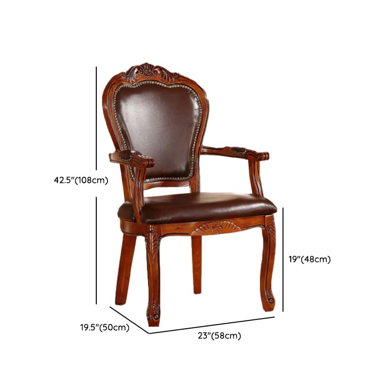 Steady Bordered Leather Upholstered Side Chair/Arm Chair with Wooden Legs and Nailhead Embellishment for Dinette in a Nordic Style - image 13