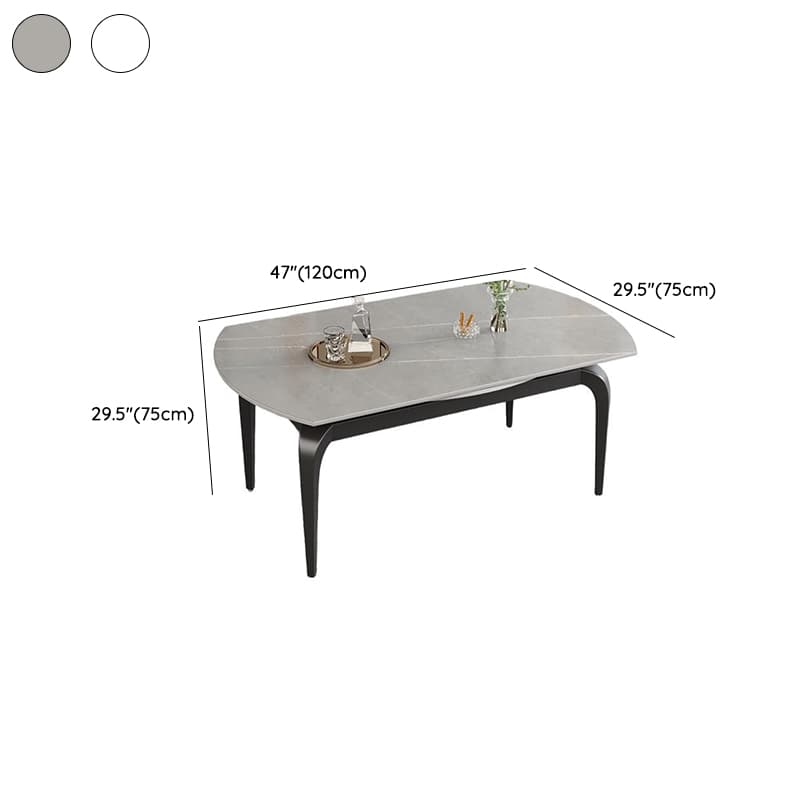 Minimalist Rounded Slate Stone Dining Table Set with 4 Legs and Padded Chair Back, Available in 9-piece/7 Piece Set/5-piece - image 8