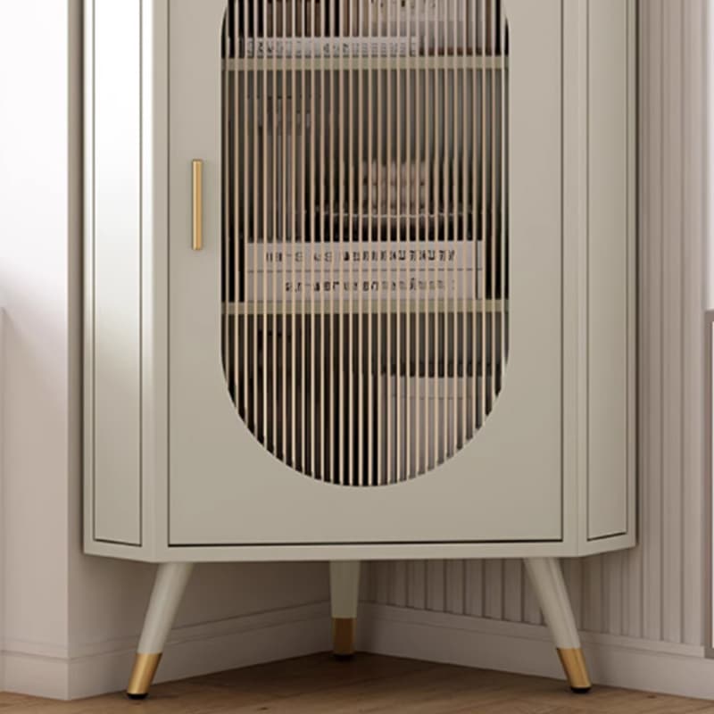Modern Corner Accent Cabinet with Glass Doors and Iron Base (Easy Assembly) - image 8