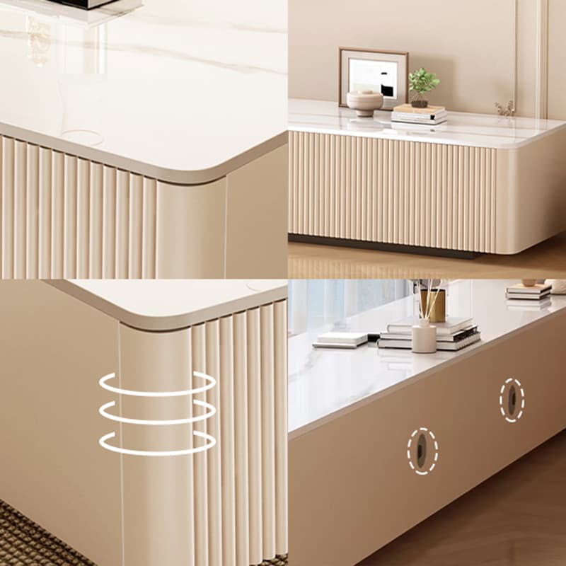 Modish Sintered Stone TV Stand with 2-Drawer, Cabinet & Cable Management Living Room - image 10