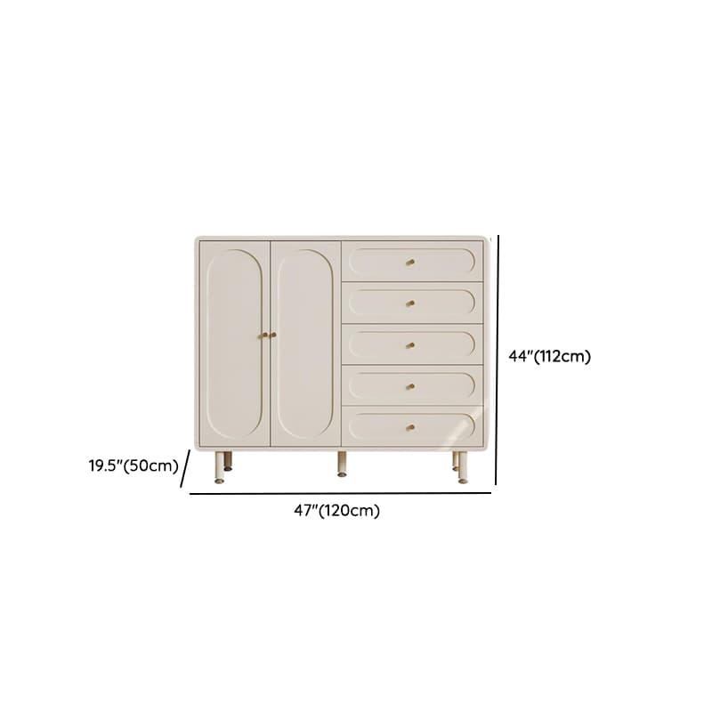 Chalk Casual Composite Wood Combo Dresser with 5 Drawers, Hutch, 3 Interior Shelves, Horizontal/Vertical - image 14