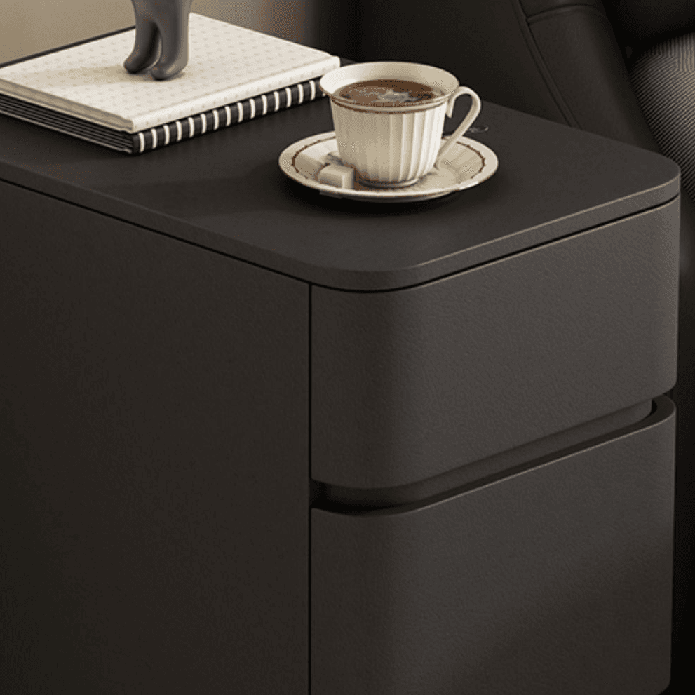 Minimalist Drawer Storage Nightstand with 3 Drawers and Artificial Leather Countertop - image 8