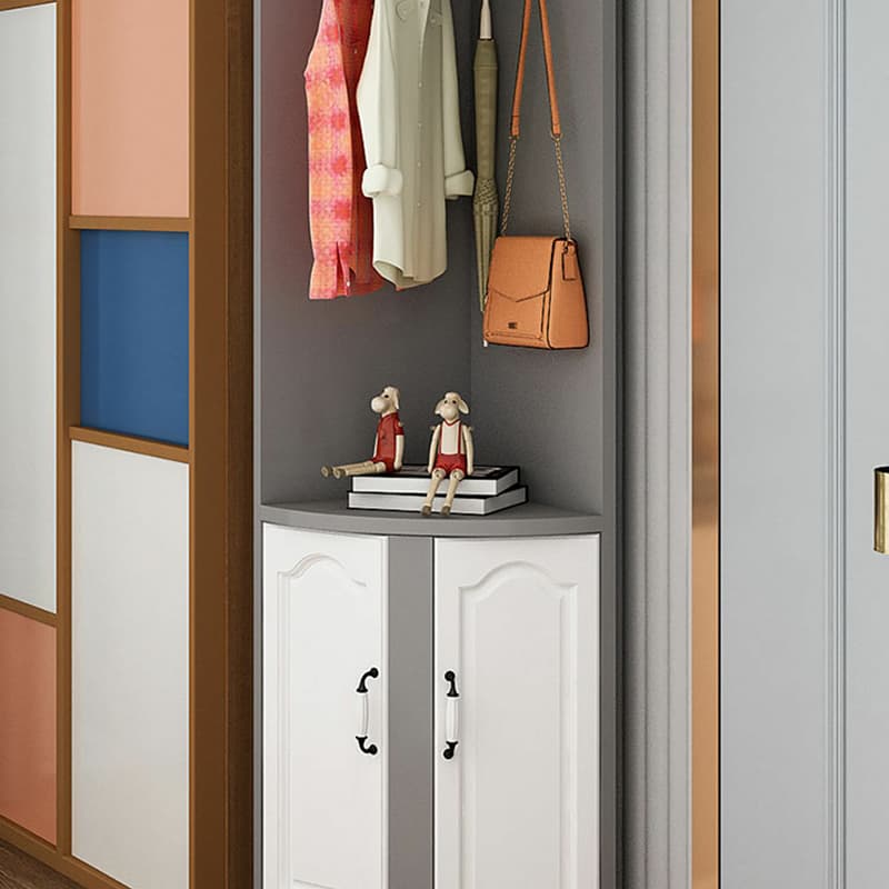 Scandinavian Wood Corner Accent Cabinet with 1 Cabinet and Opening Shelves for Room - image 8