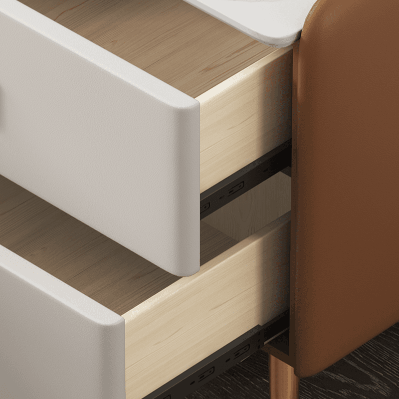 Contemporary Nightstand with 2 Drawers, Pu Leather Countertop, and Leg Support - image 18