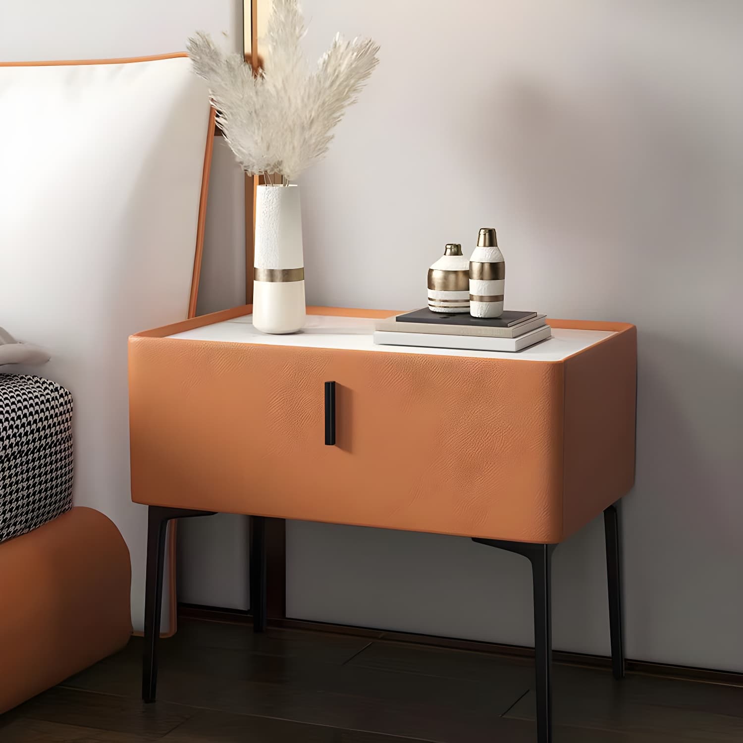 Contemporary 1 Drawer Accent Table Nightstand Antique Finish Bed Nightstand - image 16