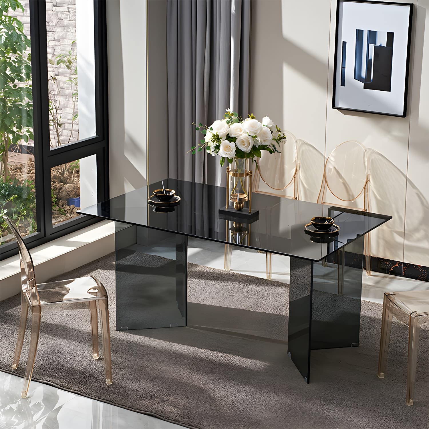 Modern Style Dinner Room Table Glass Dining Table for Home Use - image 4