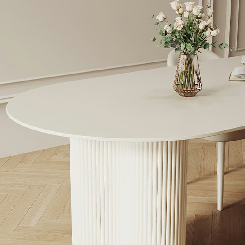 Free Form Stone Kitchen Table with Metal Base for Dining Room, White - image 8