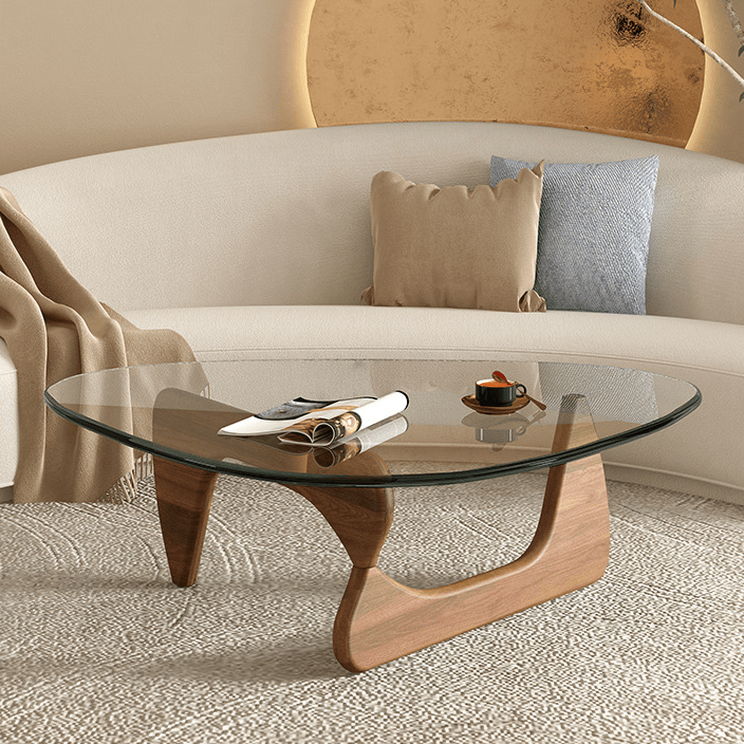 Simplistic Pennels Tempered Glass Single Side Table with Abstract Base Indoor Use - image 13