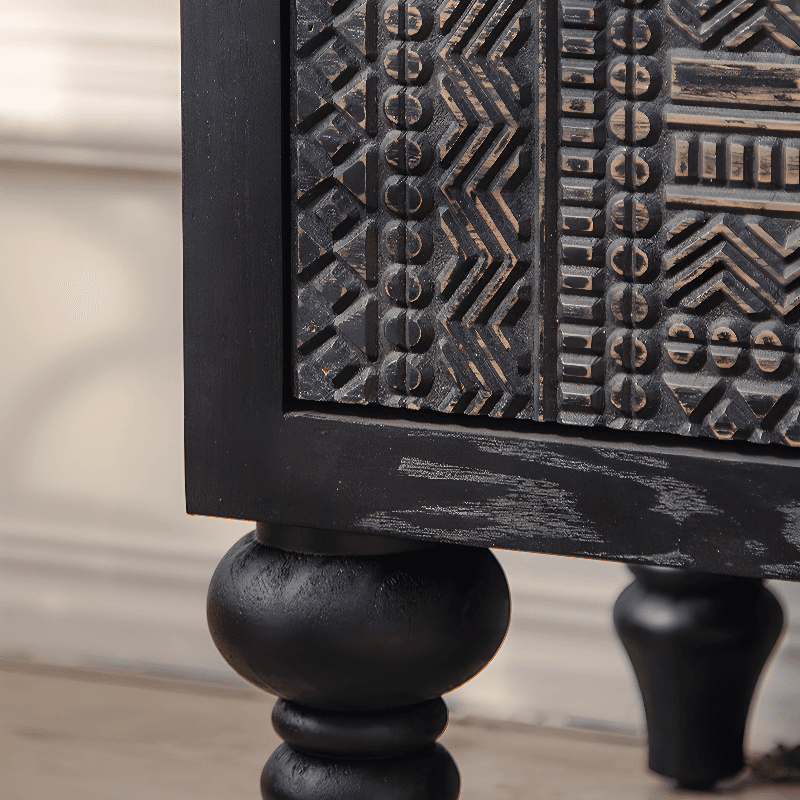 Old School Detached Natural Wood Utility Cabinet with Turned Leg for Parlor - image 8