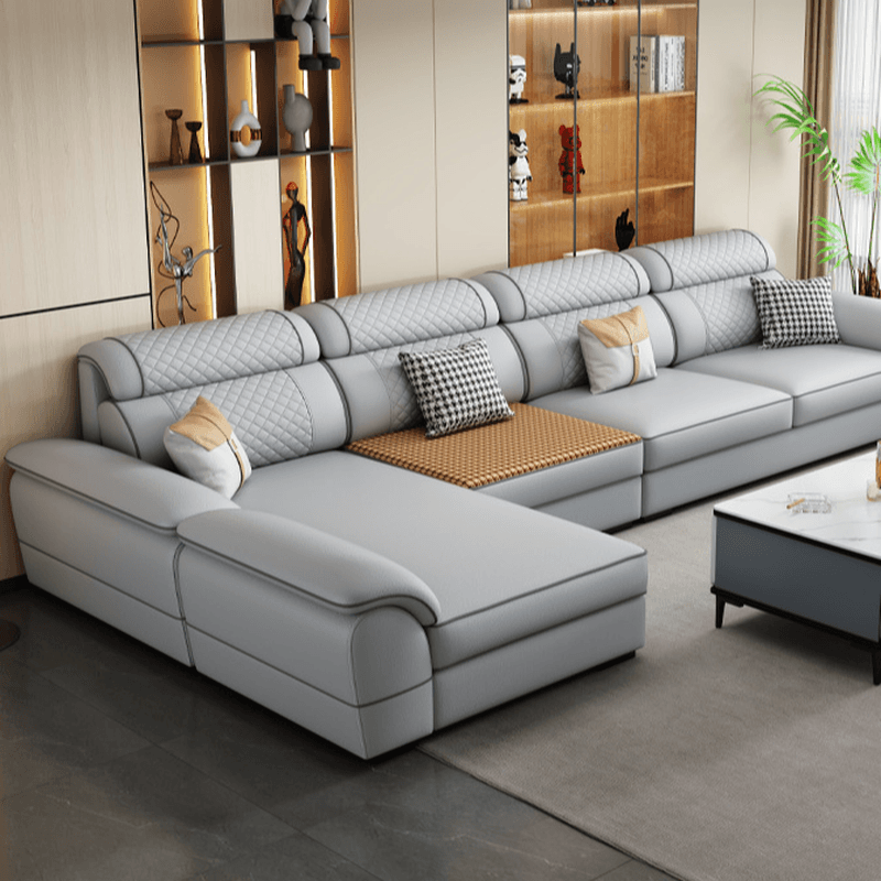Modern Simple Style Straight/L-Shape Horizontal/Reversible Sofa Couch/Sofa Chaise in Grey with Water-resistant and Pillow Top Arm, 2-piece/3 Pc