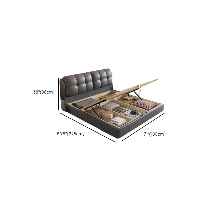 Grey Solid Color Storage Bed/Platform Bed with Timber Frame and Button-tufted Design for Living Room - image 14