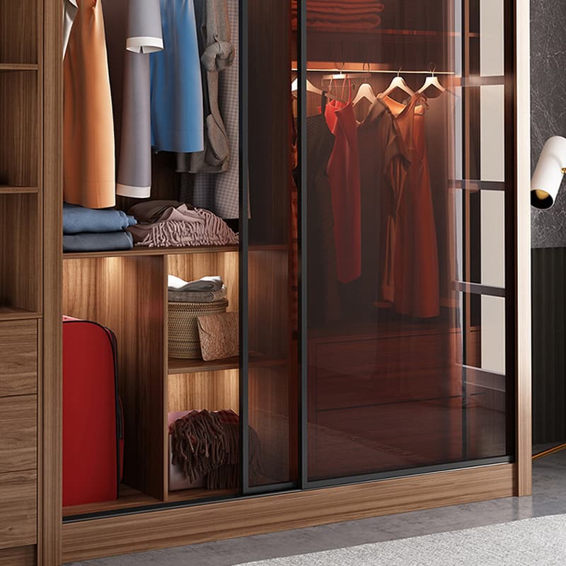 Simple Unfinished Color Wooden Wardrobe Armoire with Hanging Rod, Interior Shelves, Soft Close Drawer & Soft Close Door - image 9