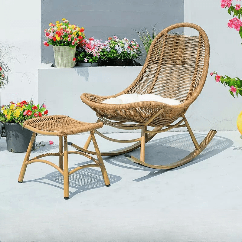 Cocoa Craftsman Wicker Front Porch Rocking Chairs with Separable Pillowcase - image 6