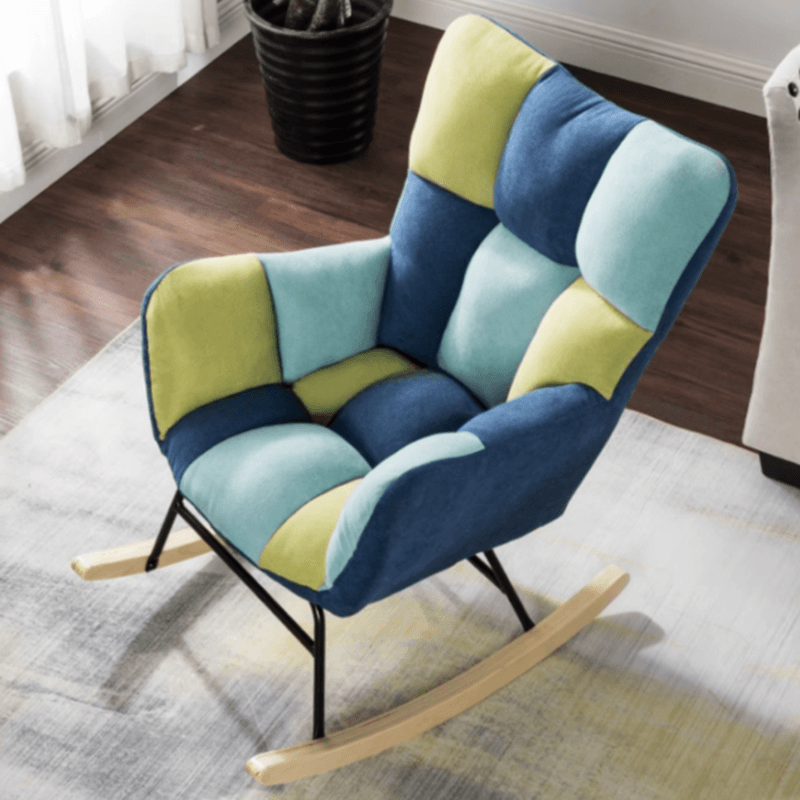 Simplistic Scratch-immune Padded Recessed Arm Ottoman Upholstered 2 Piece Set Bedroom Rocking Chair - image 12