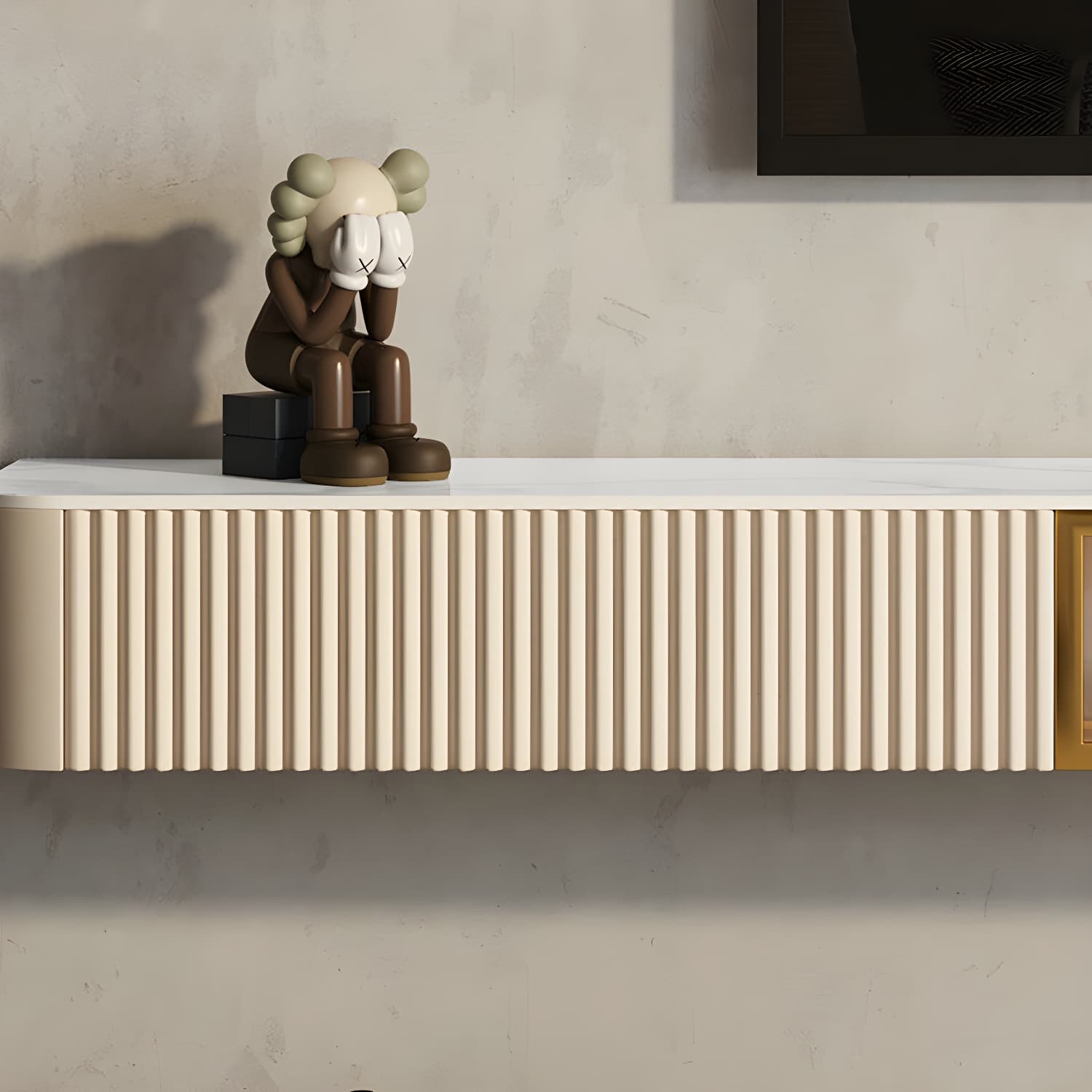 Contemporary TV Media Stand with Drawers Floating TV Stand Console - image 8
