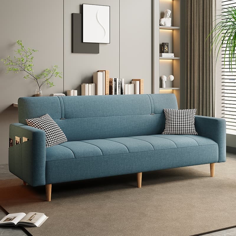 Standard Sofa/Loveseat in Cotton Linen with Light Gray/Cerulean/Olive Green Upholstery and Arm
