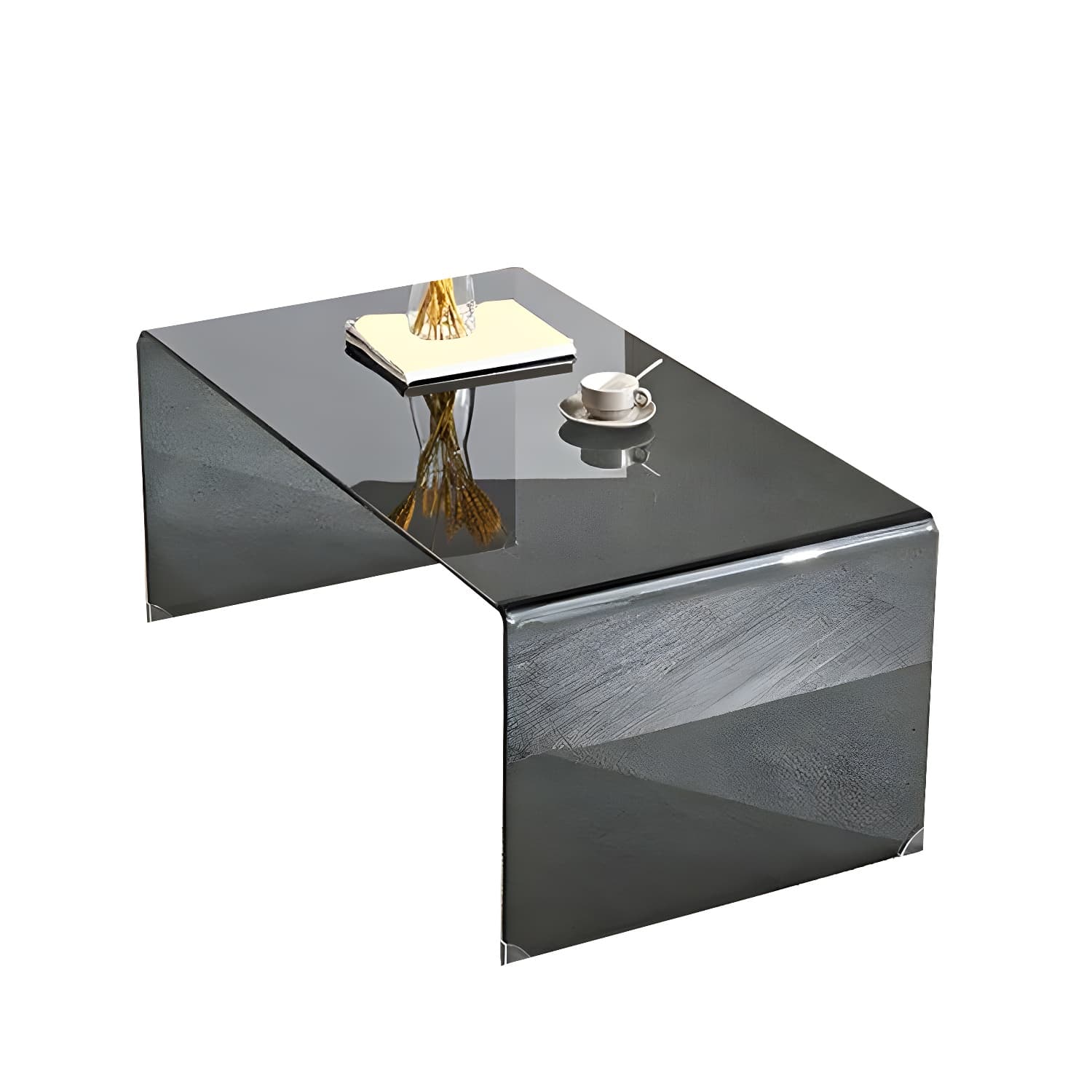 Contemporary Glass Sled Coffee Table Rectangle Cocktail Table - image 5