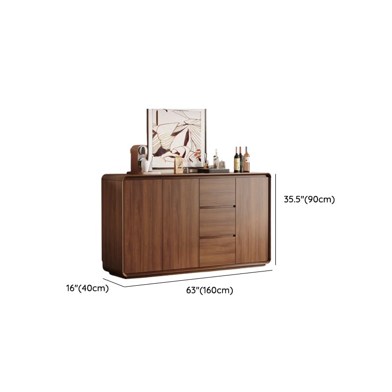 Sepia Simplistic Sideboard with 3 Drawers, Standard Size, Adjustable Shelving, and Multiple Doors Storage Cabinets - image 11