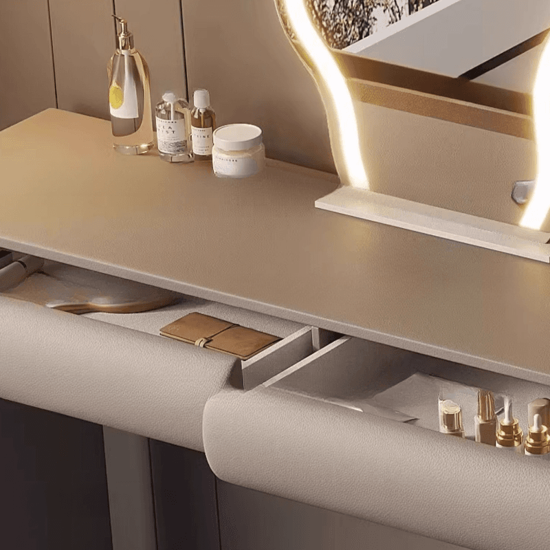 Multi-Purpose Tan Vanity Set with 10 Drawers, Lighting, Scalable, Adjustable Touch, and Adjustable Brightness - image 4