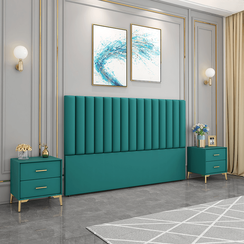 Modern Simple Style Panel Headboard in Natural Wood with No Distressing, Rectangle Shape for King/Queen/Full Bed, Featuring Sponge Upholstery and Standard Height