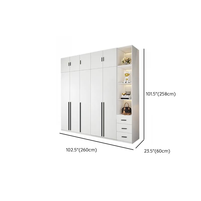 White Lumber Detached Wardrobe Closet with Soft Close Drawer, Door, Interior Shelves, and Clothing Rod - image 57