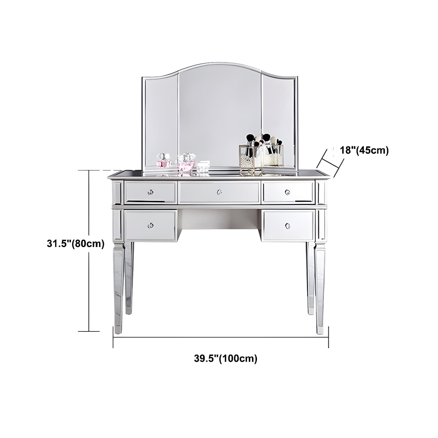 Solid Wood Vanity Dressing Table Set Contemporary Makeup Counter with Drawers - image 12