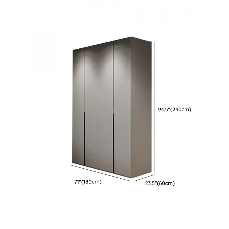 Dove Grey Minimalist Manufactured Wood Wardrobe Closet with Compartments, Soft Close Door, Interior Shelves, and Clothing Rod - image 19
