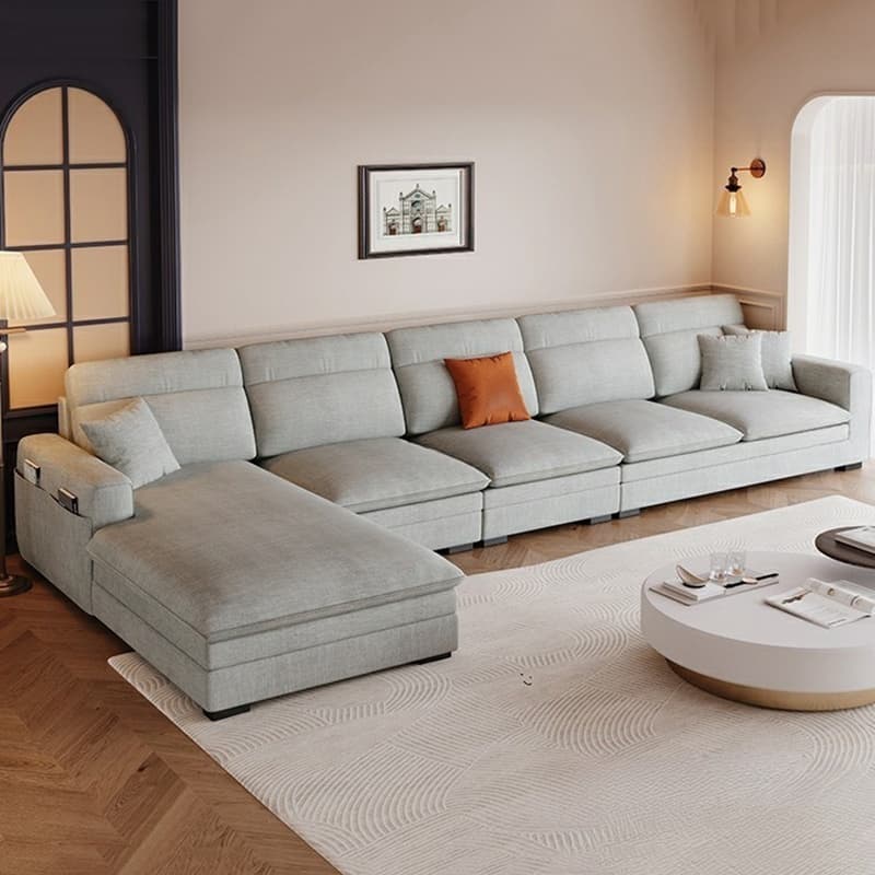 Contemporary Square Arm Sectional Sofa with Pillows and Storage - image 4