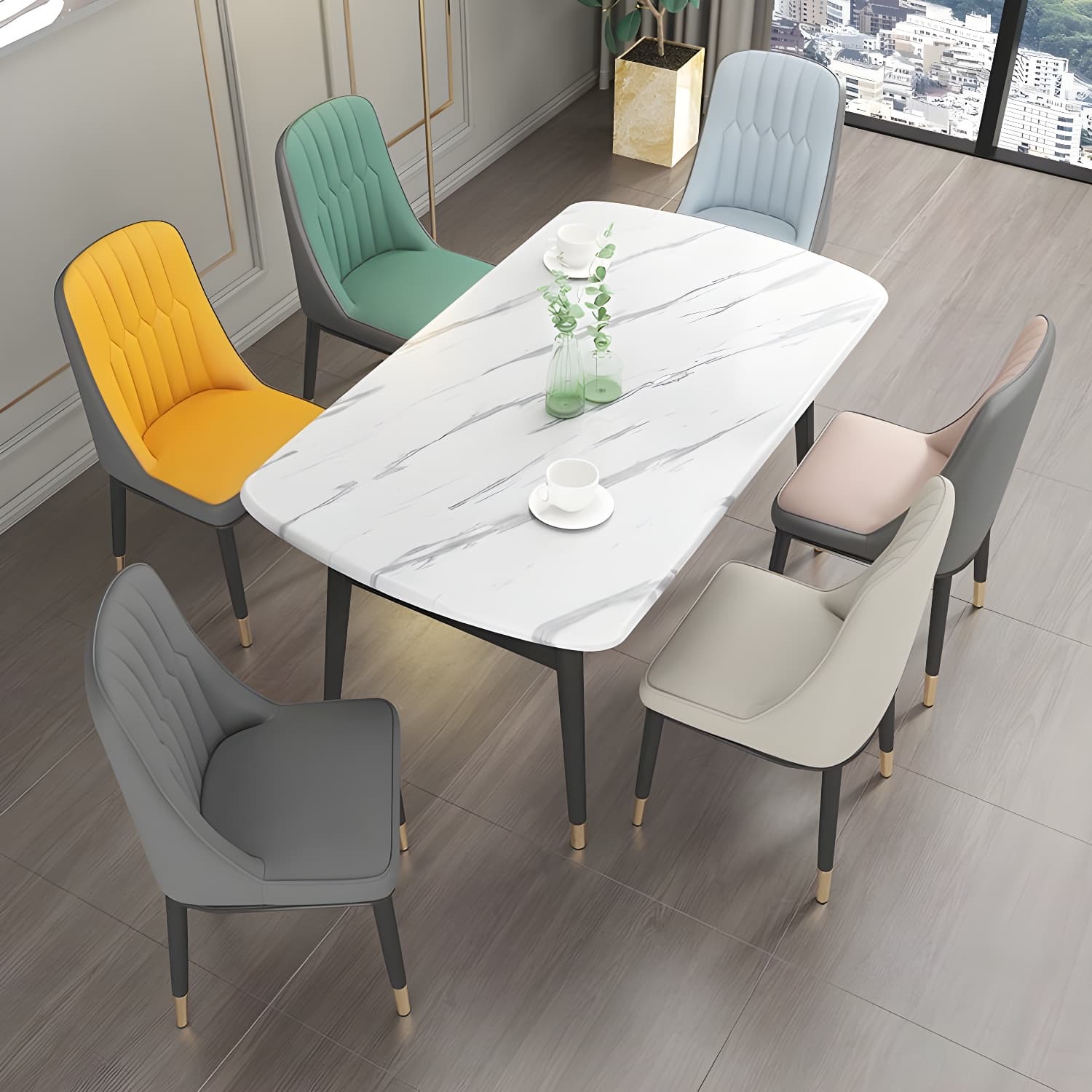 Glam Parsons Dining Side Chair Leather Indoor Dining Chair with Metal Legs - image 15