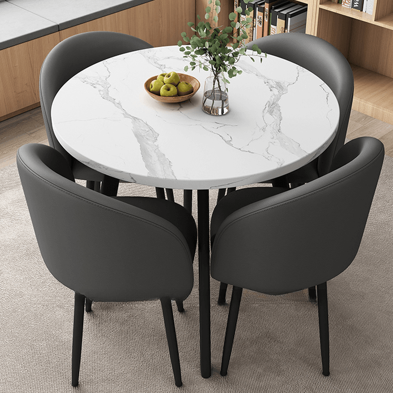 Circular Manufactured Wood Dining Table Set with Upholstered Back, Padded Chair, Arms, Seats 4 - image 6