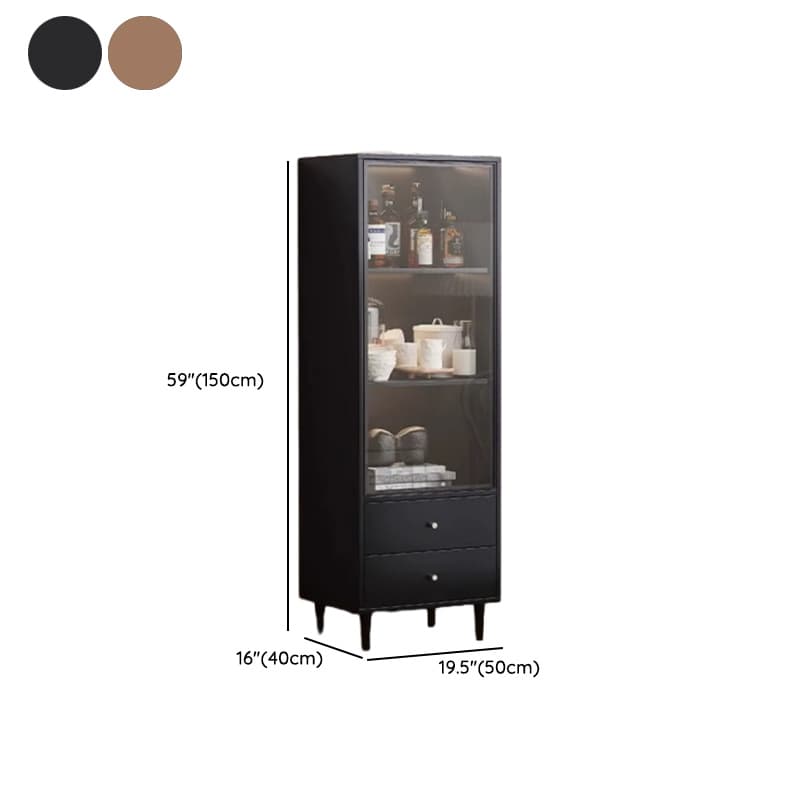Rectangular Accent Cabinet with Closet, Glazed Door, Adjustable Shelf, Cabinet Knobs in Midnight Black/Sepia, Soft Close Drawer - image 9