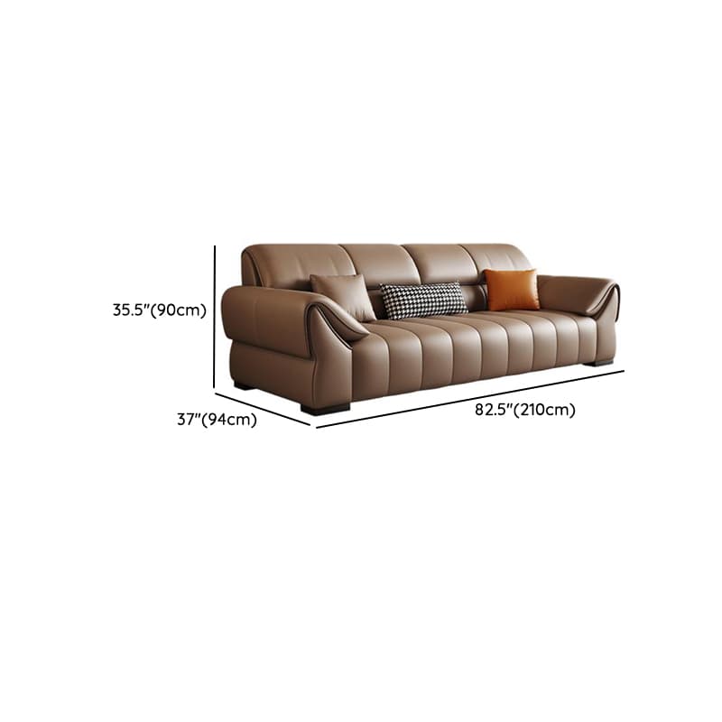 Elegant Light Brown Leather Standard Sofa/Single Sofa/Loveseat with Armrest and 3 Pillows - image 14
