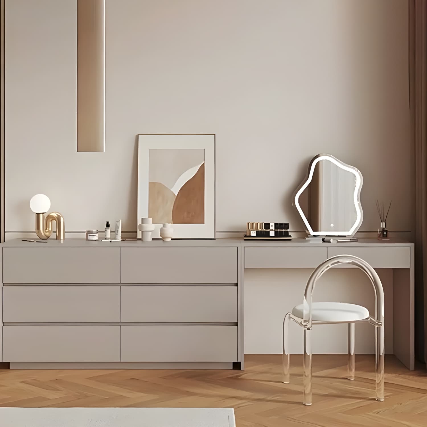 Modern Wood Vanity with Drawers, Large Size, Soft Close Glides, 40cm Width, 75cm Height - image 5