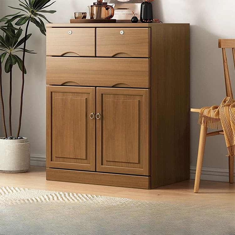 Modern Solid Wood Combo Dresser with Shelves, Drawers, and Cabinet Storage