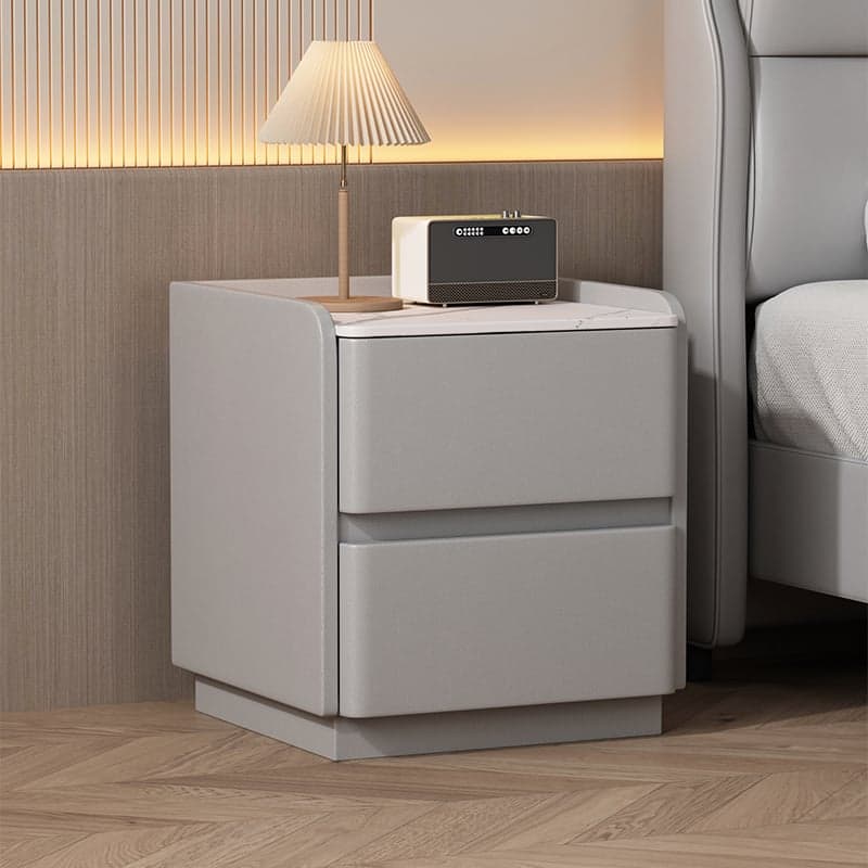 Modern Simple Style Bedside Cabinet Nightstand with 2 Drawers and Stone Countertop - image 5