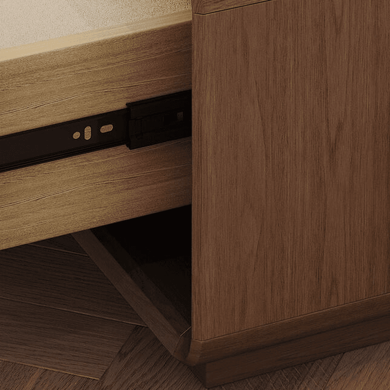 Mid-Century Modern Natural Wood TV Stand with Shelf, 2-Drawer, Hutch, and Cable Management - image 8