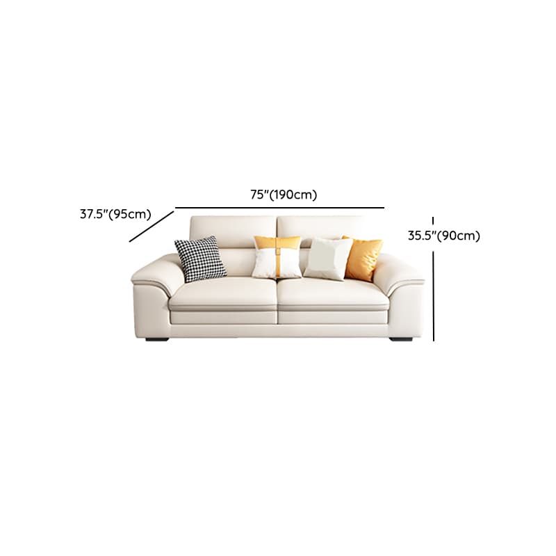Standard Genuine Leather Sectional, Pillow Top Arm, Cushion Back, Beige, Birch Wood - image 12