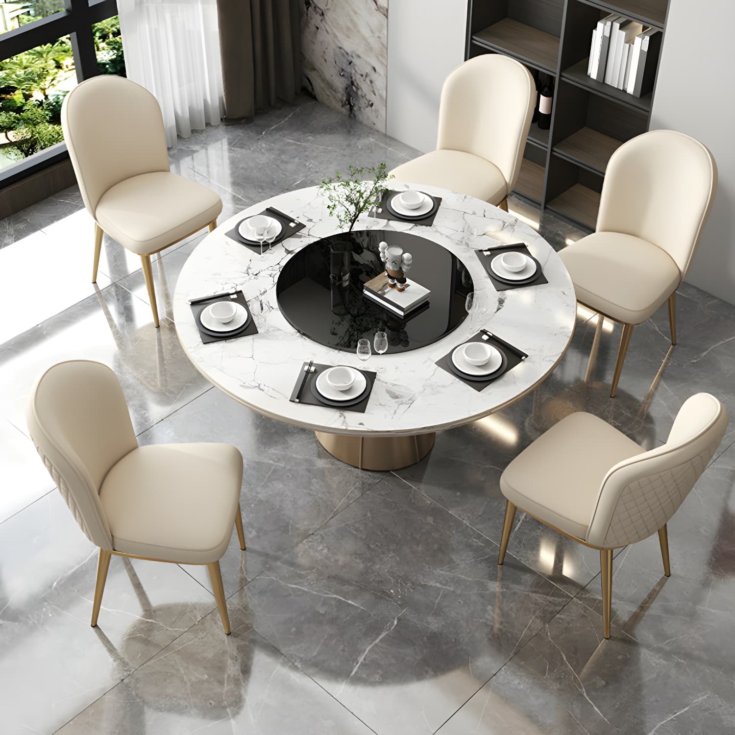 Gold Leg Glam Side Chair with Low Back and Upholstered Faux Leather in Polyurethane Material - image 25