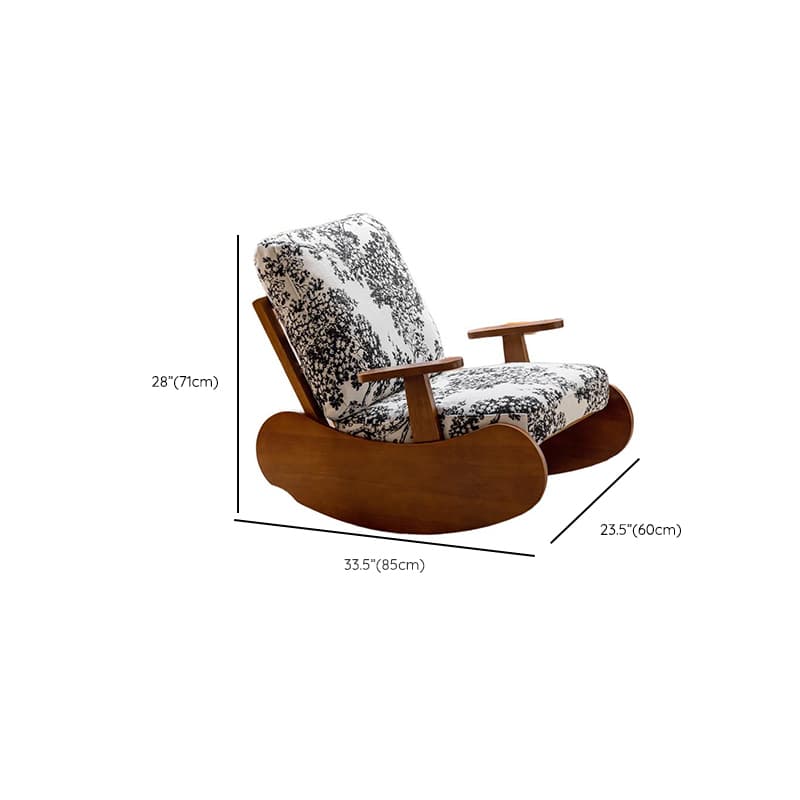 Black/Jade Green/Ivory Art Deco Upholstered Rocking Armchair with Recessed Arm - image 18
