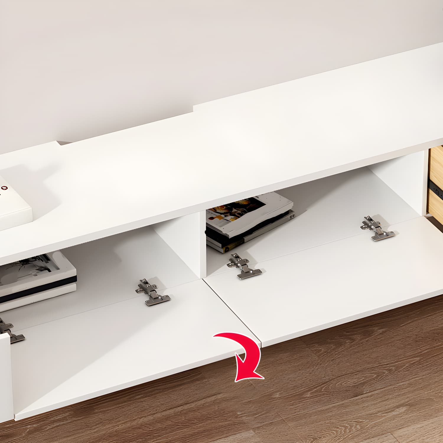 Contemporary Wall Mount TV Console with Wooden Drawer for Living Room - image 8