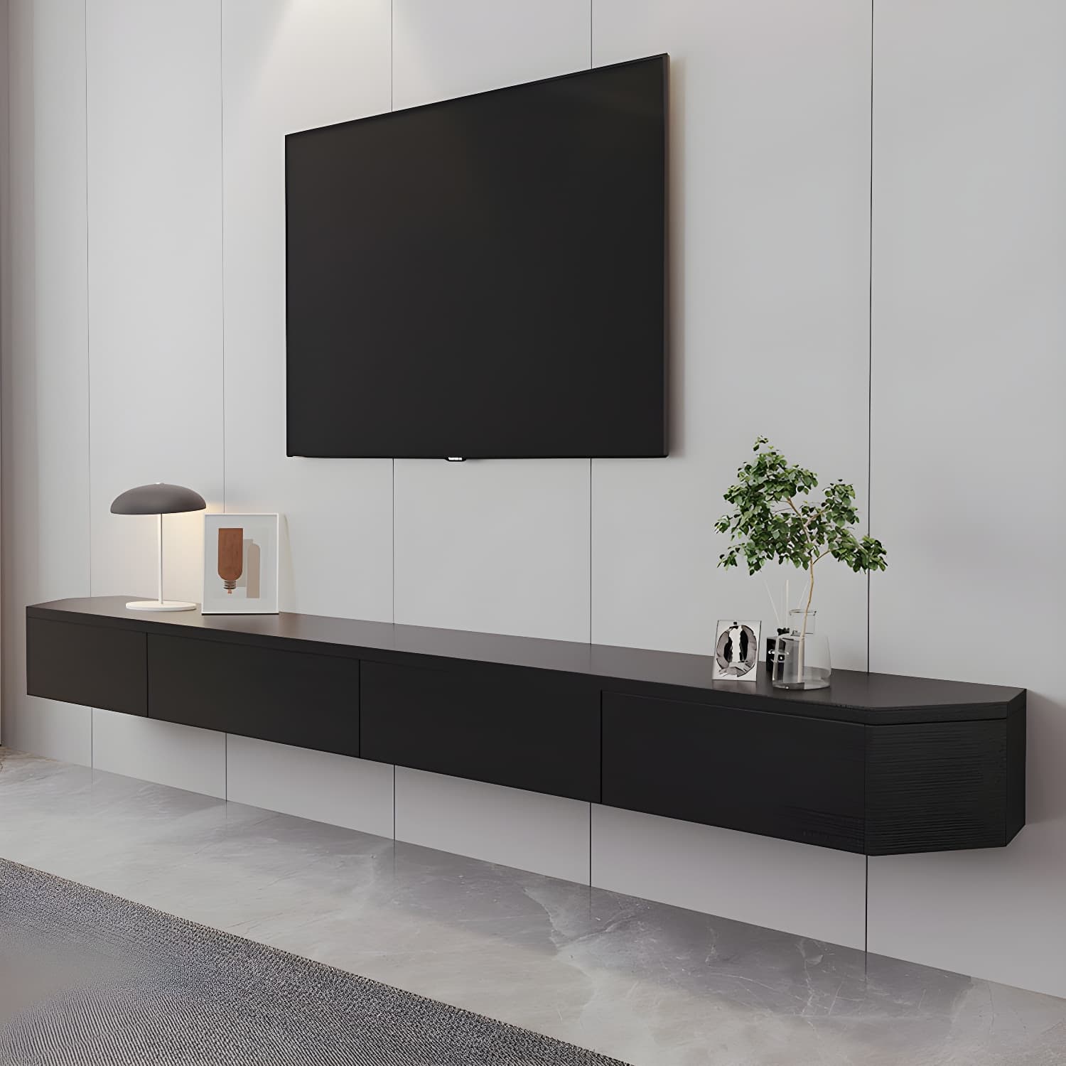 Contemporary Wall-Mounted TV Media Console with Cable Management - image 6
