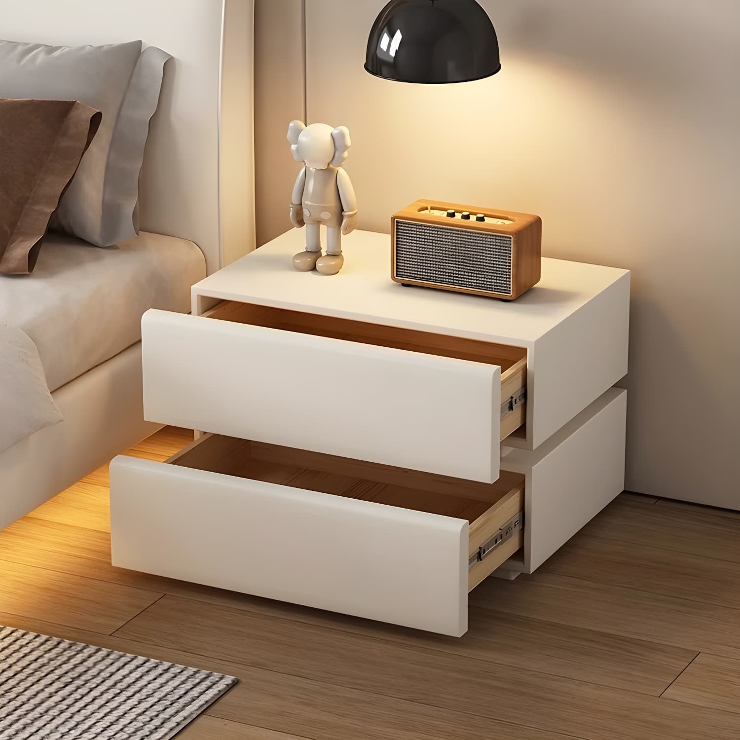 Modern Wood Nightstand with Drawer Storage, Small Size, Under 23 inches - image 11