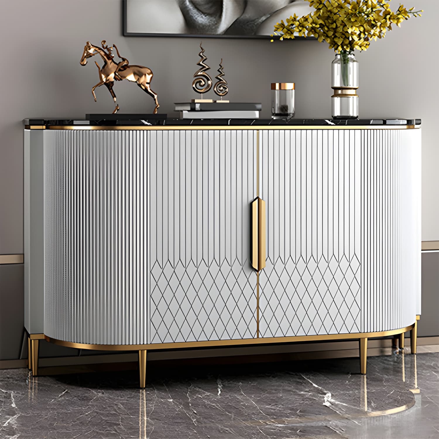 Marble Sideboard Modern & Contemporary Side Board with Cabinets