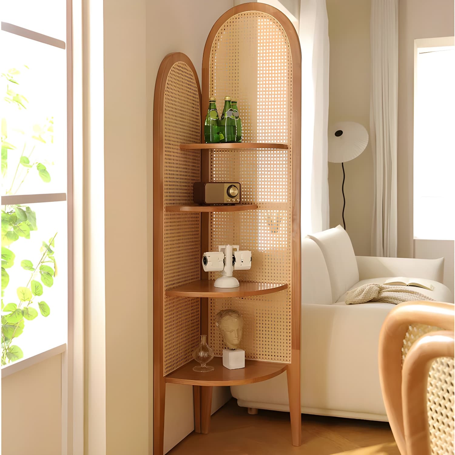 Corner Scandinavian with Wood Counter Top and Rubberwood Legs, 4 Shelves & Straight Legs - image 7