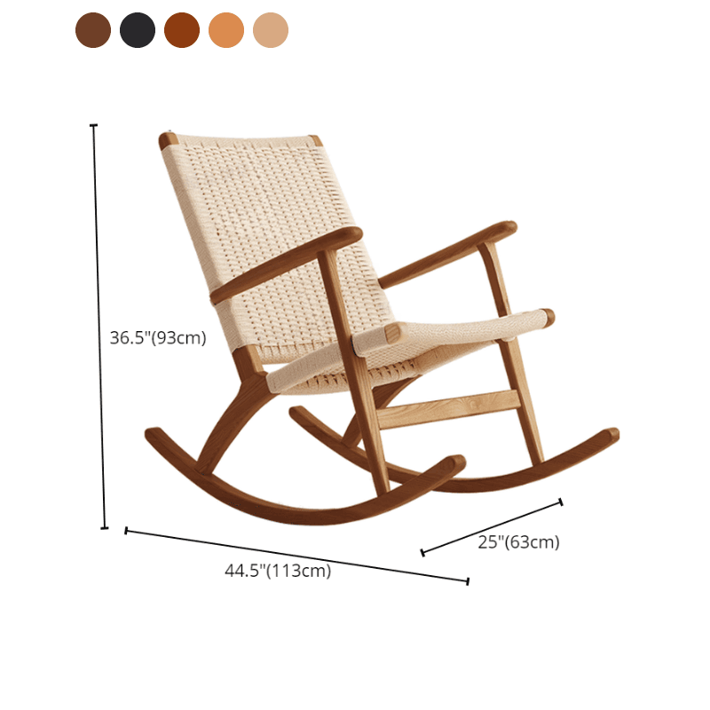 Asian Style Wicker Front Porch Rocking Chairs with Track Arm - image 15