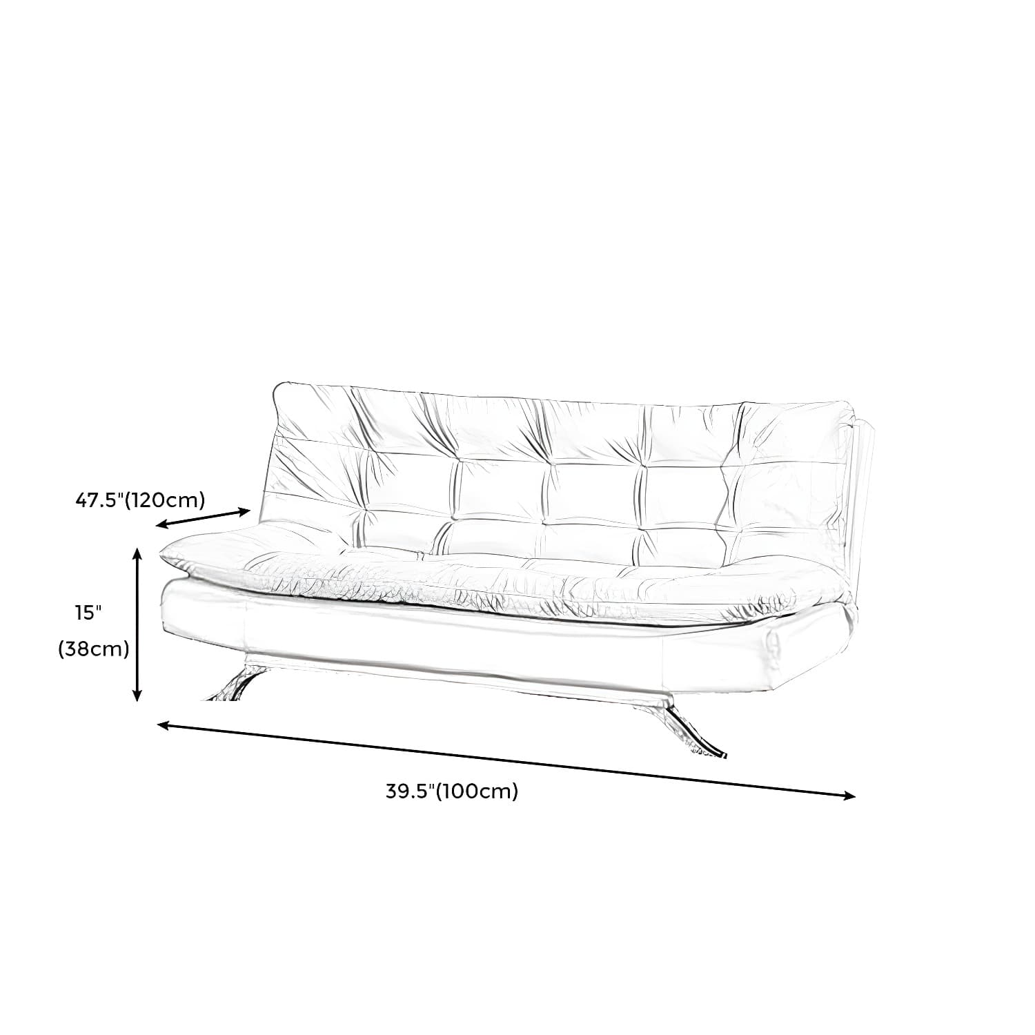 Armless Sofa Chaise Square Seating Settee for Living Room Bonus Room - image 13