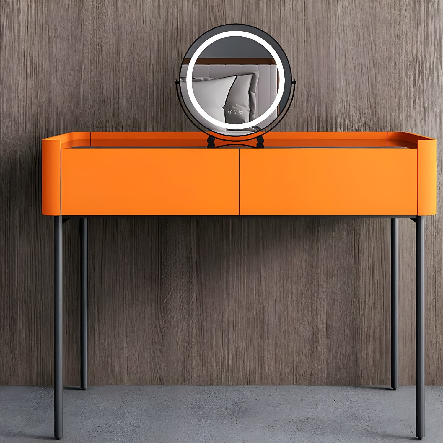 Modern Wooden Makeup Vanity with Glass Table Top & Drawers & Jewelry Storage - image 5